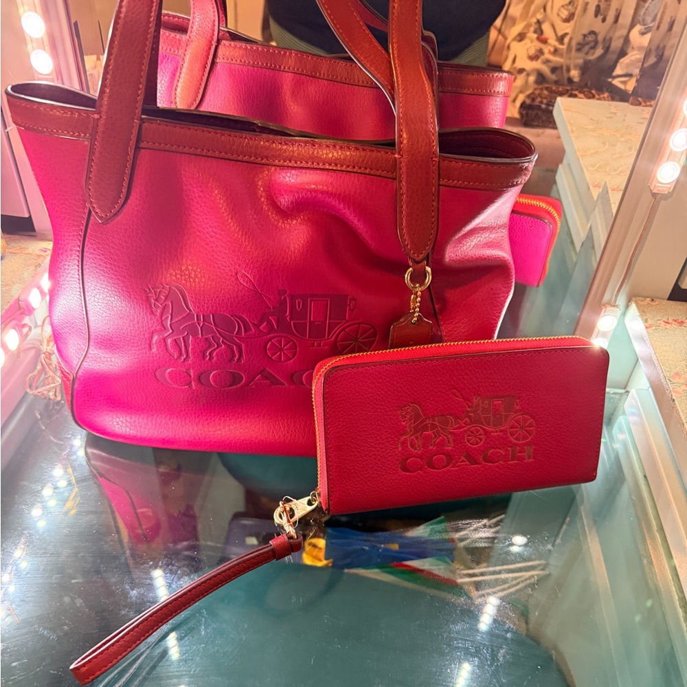 Coach Red Interior Tote